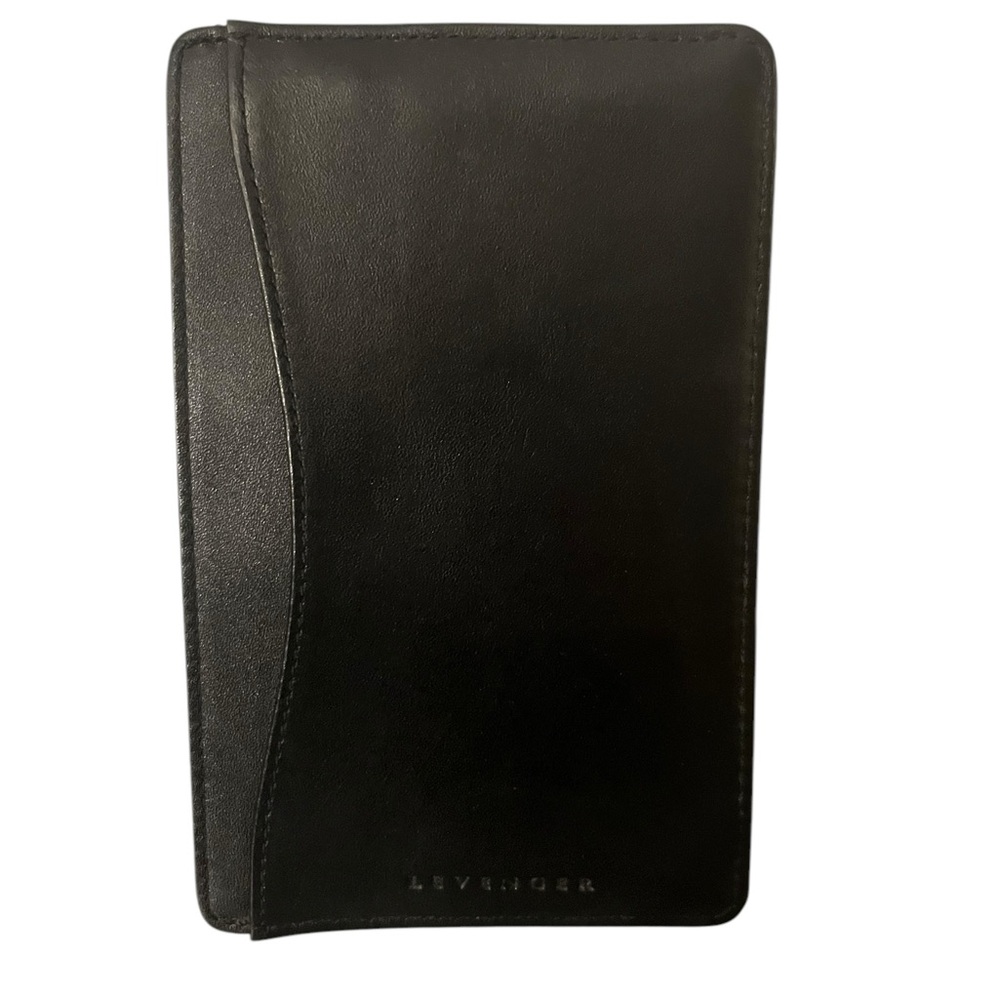 Levenger Black Leather Wallet Bill Holder Monogramed Men’s